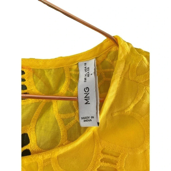 Mango Women's Yellow Embroidered Openwork Tank Top Size 10 - Picture 4 of 5